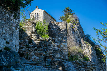The medieval village of Aiguèze, along the canyon of the Ardèche in France.のeditorial素材