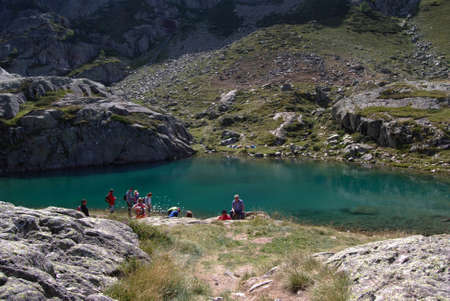 Lake Artouste is a natural lake, of glacial origin, from the Ossau valley in the PyrÃ©nÃ©es-Atlantiques.のeditorial素材