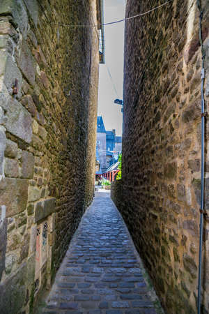 Old center of Dinan, cities of CÃ´tes-d'Armor in Brittany, France.の写真素材