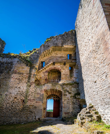 Najac, pretty medieval village in Aveyron, dominated by the remains of its castle. Occitanie,...