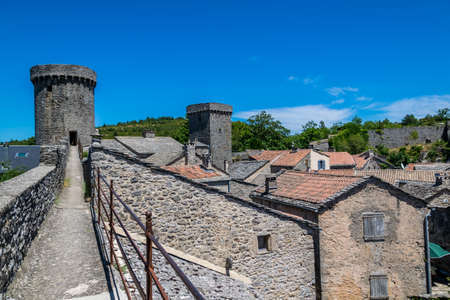 La Couvertoirade pretty medieval village perched in Aveyron.のeditorial素材