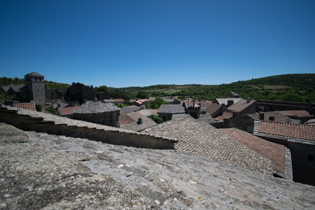 La Couvertoirade pretty medieval village perched in Aveyron.のeditorial素材
