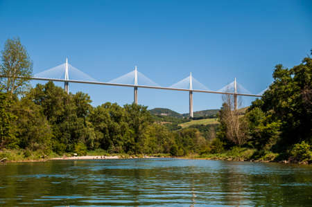 Suspension bridge in the Aveyronのeditorial素材