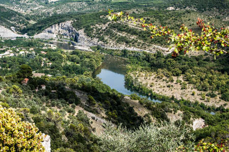 L'ArgentiÃ¨re village in ArdÃ¨che in France.の写真素材