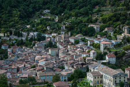 L'ArgentiÃ¨re village in ArdÃ¨che in France.の写真素材