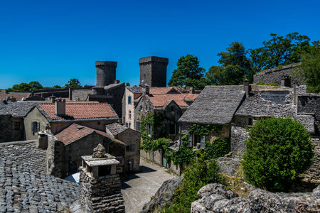 La Couvertoirade pretty medieval village perched in Aveyron.の写真素材