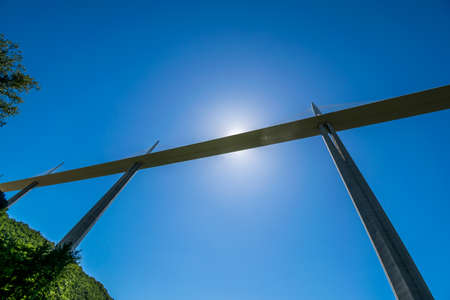 Millau Viaduct above the Tarn in Aveyron, France.のeditorial素材