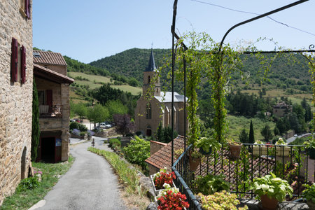 Peyre, medieval village above the Tarn, with its troglodyte church in Aveyron.