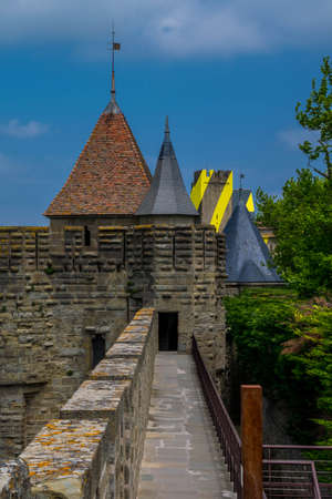 Carcassonne, a medieval fortified town in the Occitanie region, France.のeditorial素材