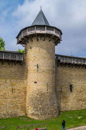 Carcassonne, a medieval fortified town in the Occitanie region, France.のeditorial素材