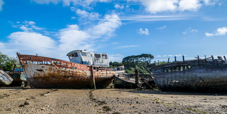 Boat cemetery in Brittany.の写真素材
