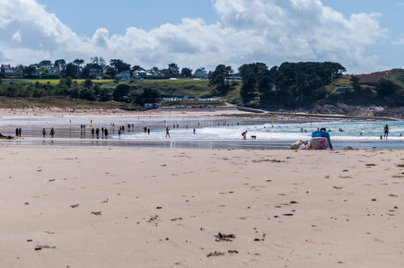PlÃ©hÃ©rel beach, Anse du Croc at Cap FrÃ©hel in the CÃ´tes d'Armor in Brittanyの写真素材