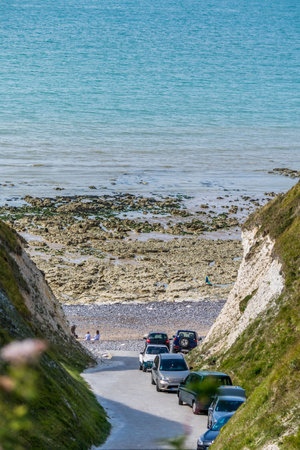 Chalk cliff on the Alabaster Coast, Normandy. France.の写真素材