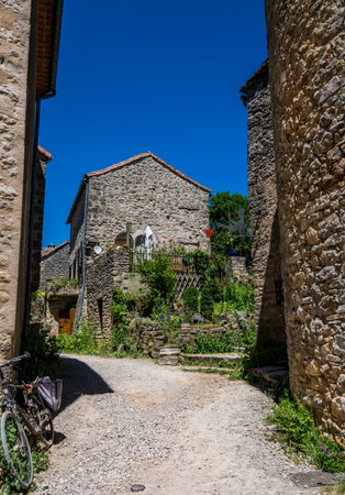 La Couvertoirade pretty medieval hilltop village in Aveyron, France.