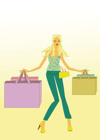 woman go shoppingのイラスト素材