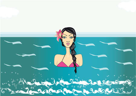 woman in the beachのイラスト素材