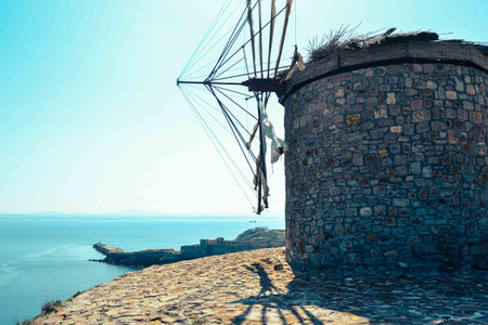 Old windmill on the top of the hillの写真素材