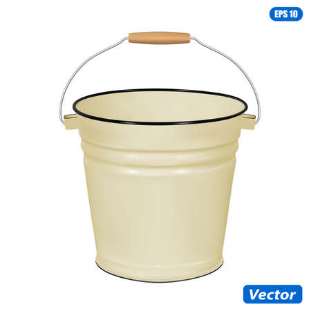 Enamel bucket isolated on white background vector illustration photorealismのイラスト素材
