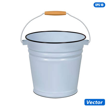 Enamel bucket isolated on white background vector illustration photorealismのイラスト素材