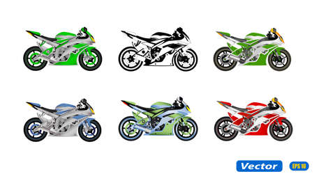 Motorcycle sports isolated on white background vector illustration photorealismのイラスト素材