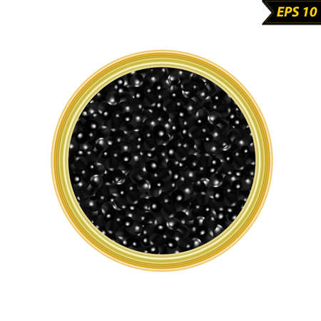 Black caviar vector photo realism illustration isolated on white background.のイラスト素材