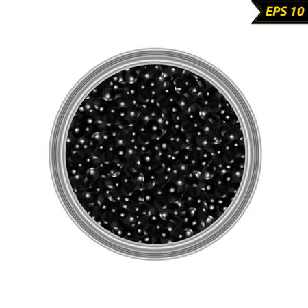 Black caviar vector photo realism illustration isolated on white background.のイラスト素材