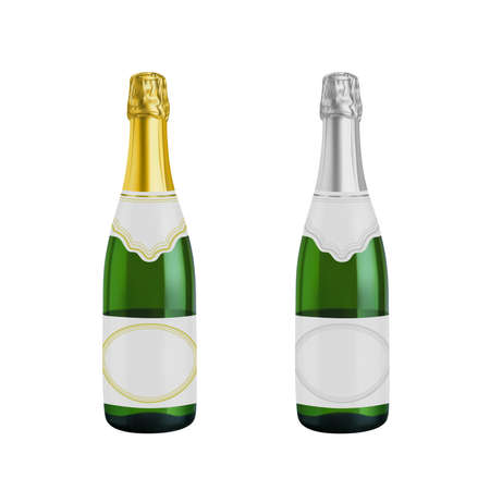Champagne bottle photo-realistic vector illustration isolated on white backgroundのイラスト素材