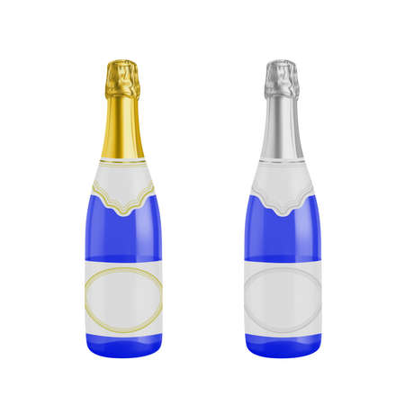 Champagne bottle photo-realistic vector illustration isolated on white backgroundのイラスト素材