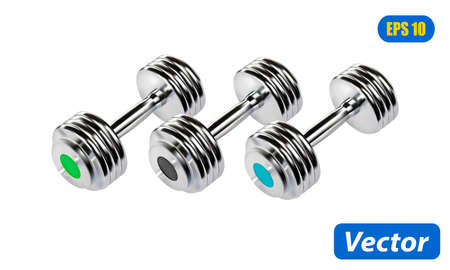 dumbbells isolated on white background photo-realistic vector illustrationのイラスト素材