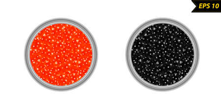 Caviar in a jar vector illustration isolated on white backgroundのイラスト素材