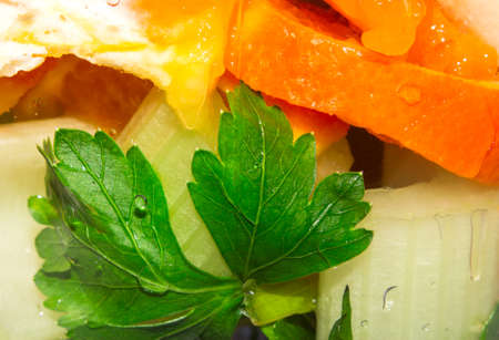 Background of different fruits and greens.の写真素材