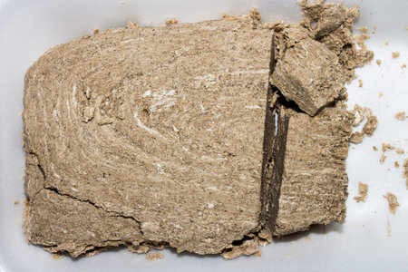 Halva from sunflower seeds. A piece of halva on a white background.
