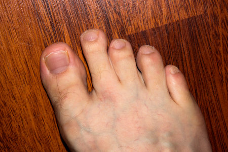 The toes of the right foot.