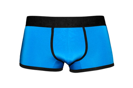 Boxer briefs male blue isolated on white background.