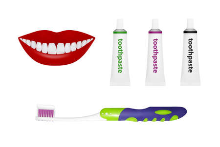 Toothbrush on white background.Toothpaste in the vector.のイラスト素材
