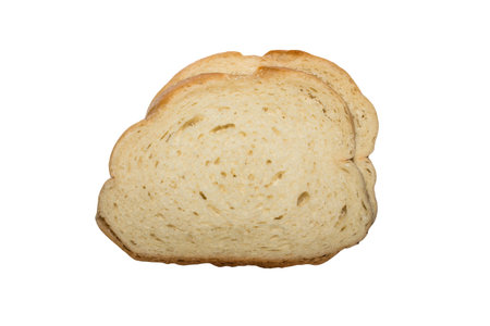 A piece of white bread isolated on a white background.