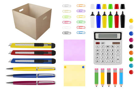 Stationery on white background.のイラスト素材