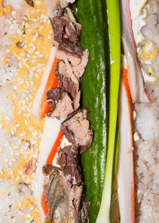 Sushi.Cooking homemade sushi.Background of the sushi.