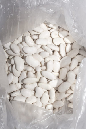 White beans Belozerka. The texture of the white beans. White bean background.