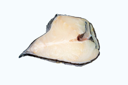 Catfish.A piece of fresh catfish fish on a white background.Catfish steak.