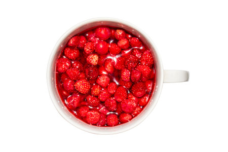 Strawberry is a forest berry.Strawberries in sugar.Ripe strawberries background.Wild strawberries...