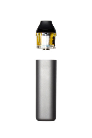 Electronic cigarette in a vector on a white background.Reusable electronic cigarette.Vaporizer with...