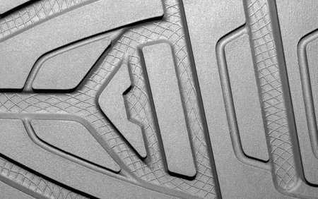 Rubber sole of military boots with tread.Studded sole of military boots top view.