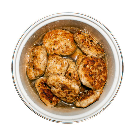 Homemade cutlets.Meat Russian cutlets.Cutlets background.Chicken cutlets.Minced pork cutlets.The cutlets are cooked.の写真素材