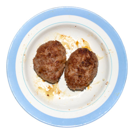 Minced beef meat patty.Beef patty on a white background.Fried homemade cutlet.Cutlet background.の写真素材