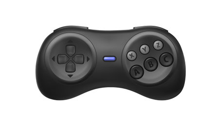 Realistic black joystick isolated on white background. 3d rendering.のイラスト素材