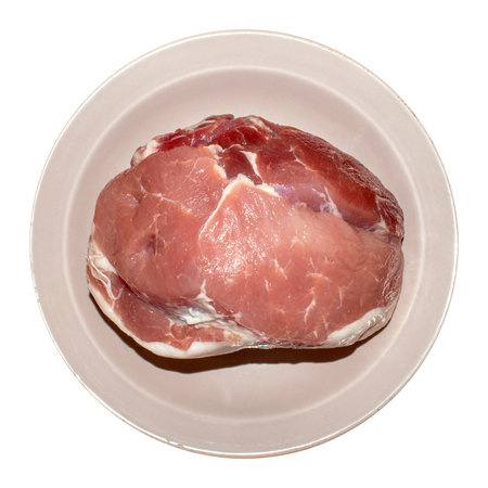 A piece of fresh pork meat with blood.Pork meat is raw.Pork tenderloin background.Pork neck photo.Pork ham.の写真素材