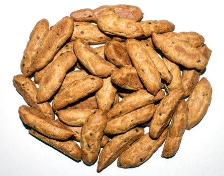 Custard cookies with cereals. Airy, crunchy biscuits made from custard dough with cereals. Brewing...