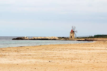 Beach of San Giuliano in Trapaniの写真素材