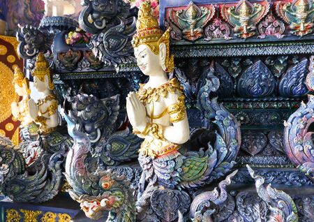 The deva figures at Rong Sue Ten Temple in Chiang rai, Thailandの写真素材